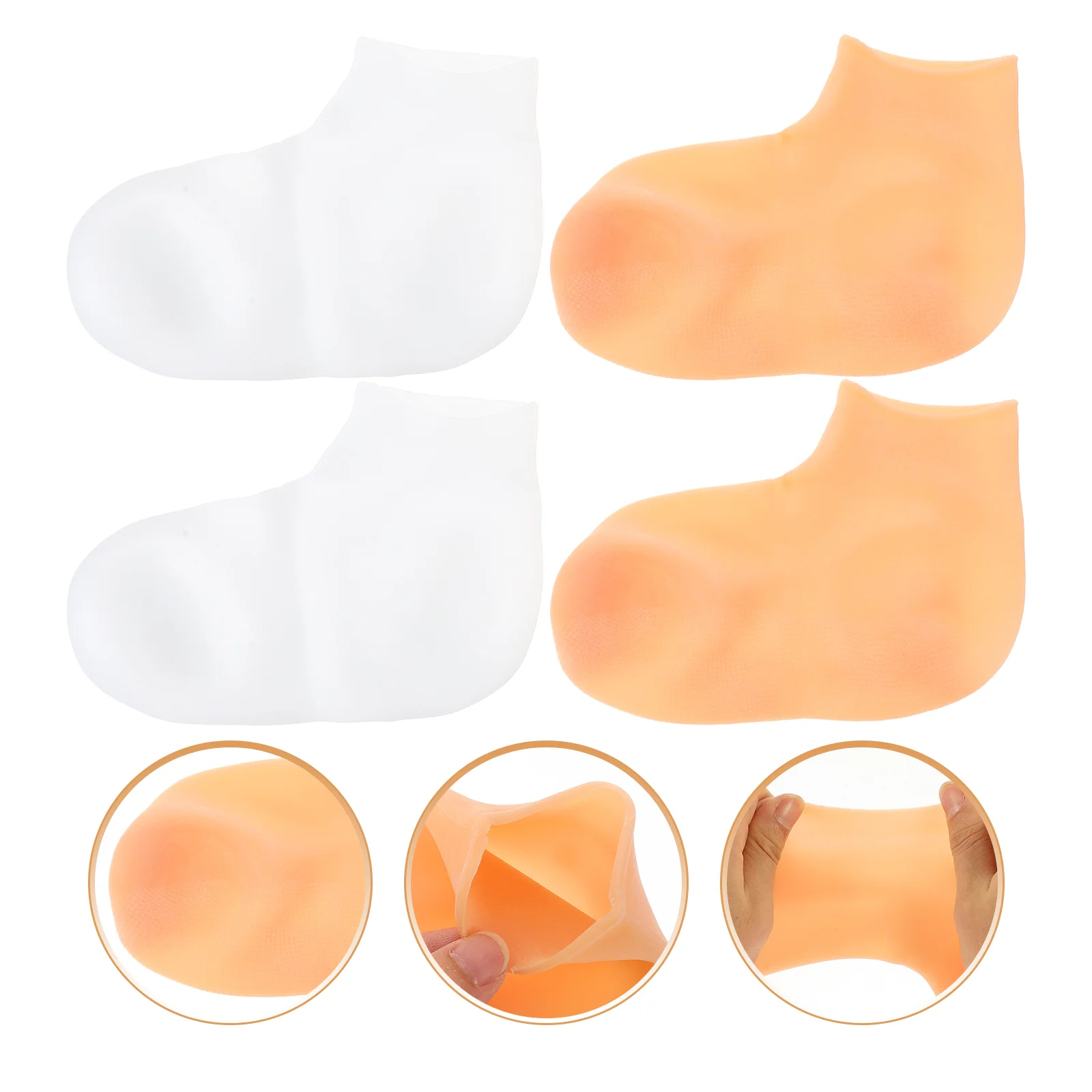 2 Pairs Exfoliating Moisturizing Socks Washable Foot Covers Women's High Elasticity Spa Sebs Heel for Dry Cracked Feet