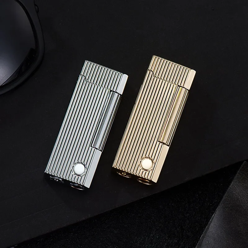 Derui Exquisite Narrow Gas Lighter, Small and Portable Side-sliding Grinding Wheel, High-quality Lighter Gift for Men