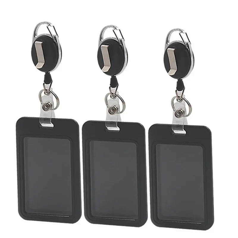 Work Permit Card Set Retractable Lanyard Badge Holder Hard S