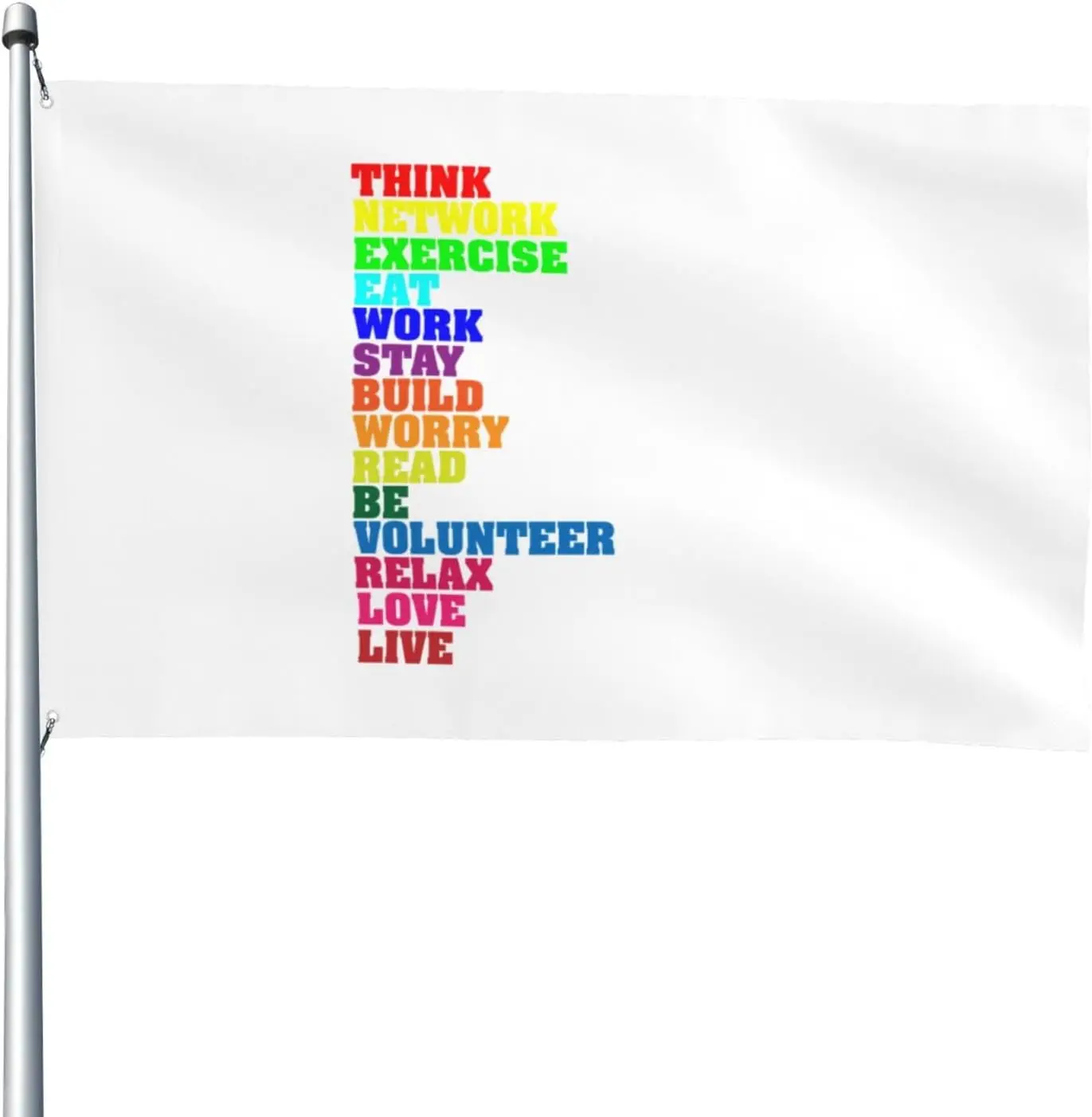 Flagicts 100% Polyester Think Prositively Network Well Exercise Daily Wat Healthy Flags