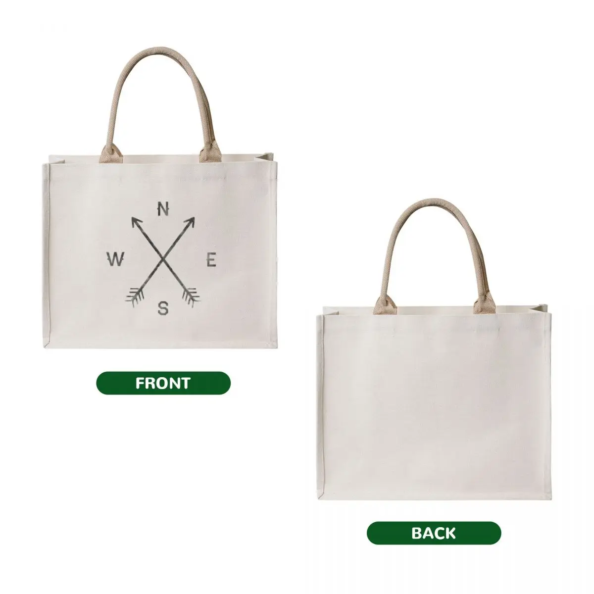 Compass - Natural Tote Bag Cloth bag large size bags tote bags aesthetic