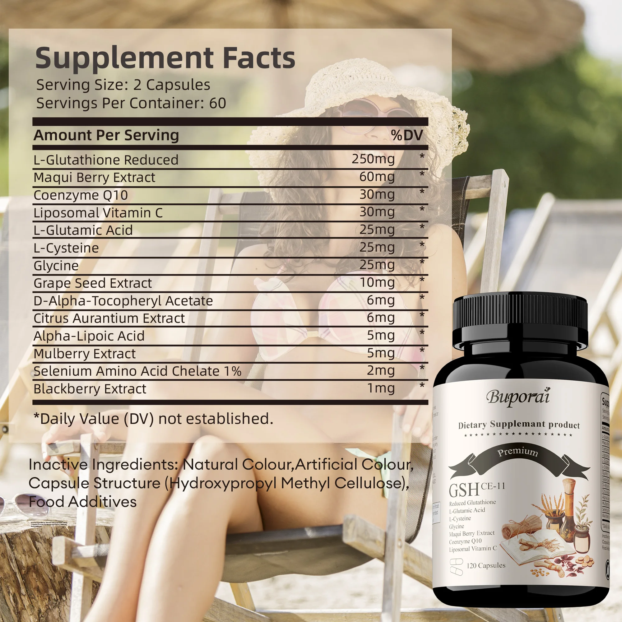 Premium GSH - Powerful Antioxidants That Support Liver, Skin, and Cellular Health, and Have Detoxifying Effects, Gluten-free