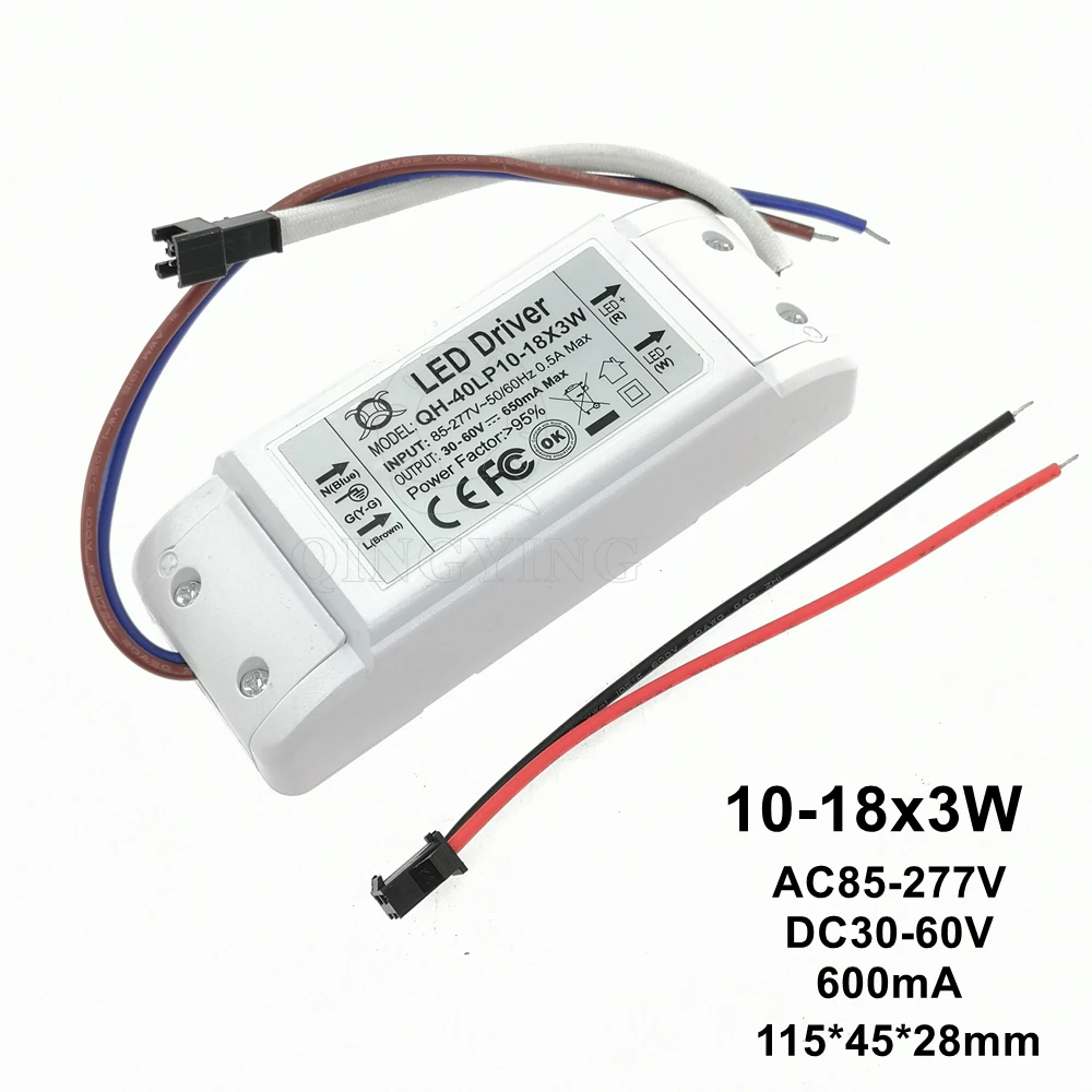 

1-10pcs High PF Isolated 10-18x3W 600mA LED Driver 12x3W 15x3W 16x3W 18x3W 30W 40W DC30-60V High Power LED Powr Supply For LED