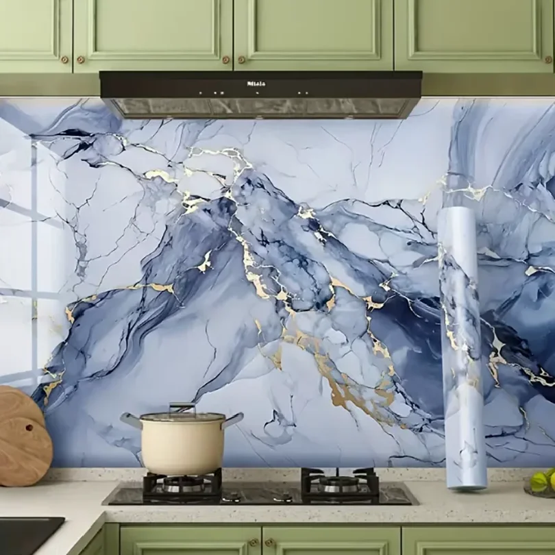 1 roll of marble wall sticker waterproof anti fouling oil proof PVC self-adhesive wallpaper kitchen wall sticker