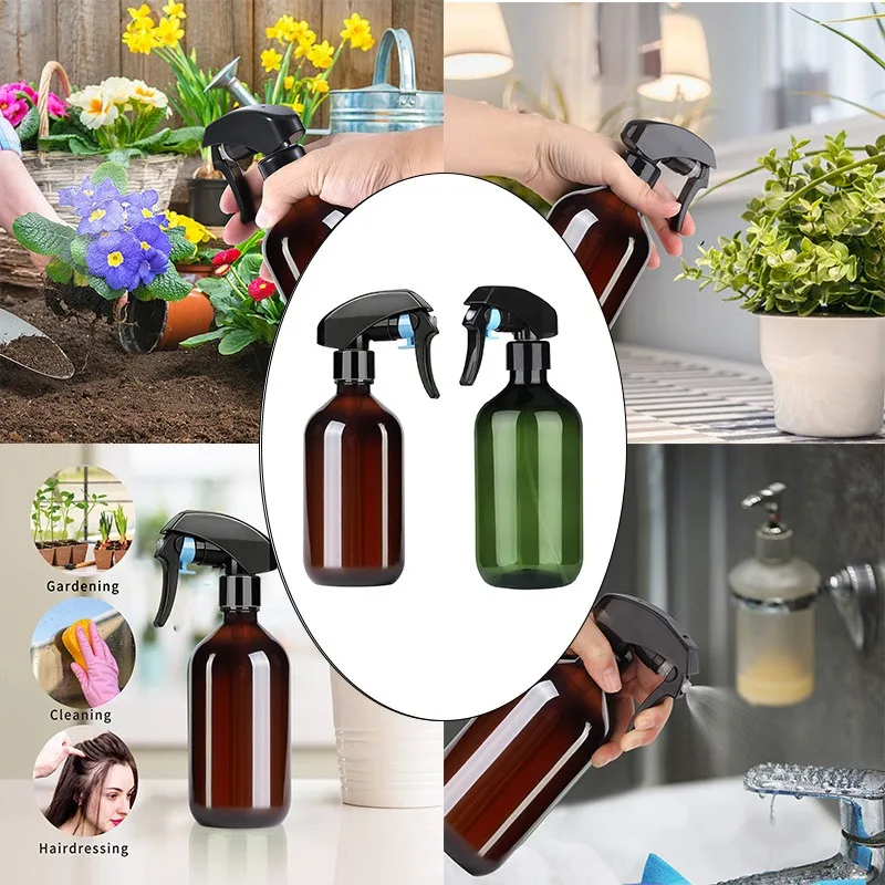 1/2Pcs Green/Brown Plastic Spray Bottles Refillable Empty Bottle For Watering Plants Cleaning Hair Pump Liquid Dispenser 500ml