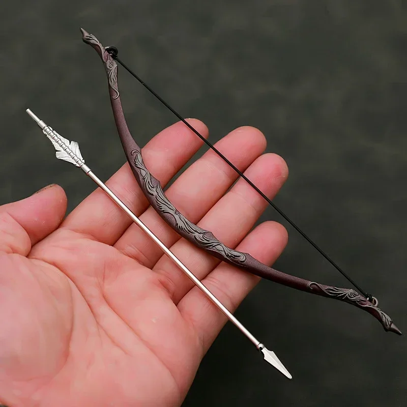 18cm The Prince of Elves Legolas Bow and Arrow Galadhrim Movies Metal Medieval Weapon Model Pendant Accessories Gift Toys Boys