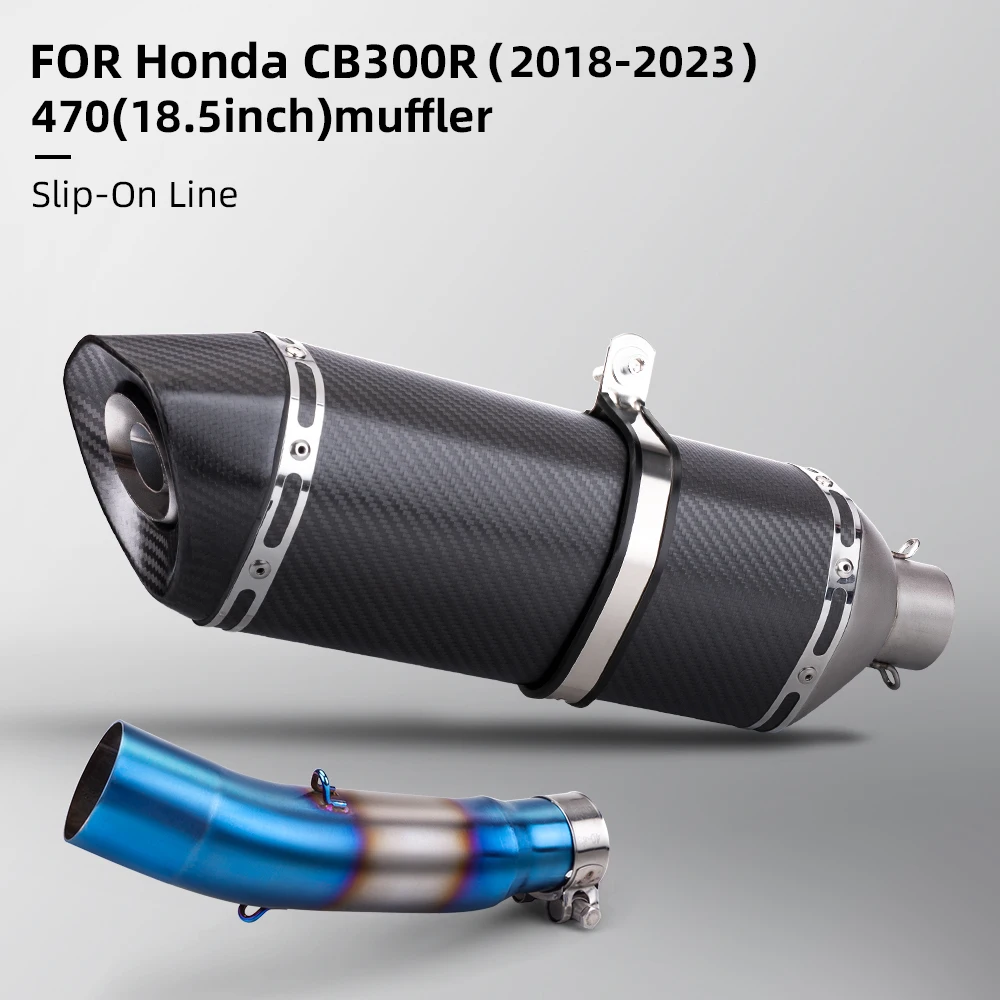 For Honda CB300R 2018-2023 Motorcycle Exhaust Modified Slip-on Middle Link Pipe with Carbon Fiber Muffler Escape Moto System