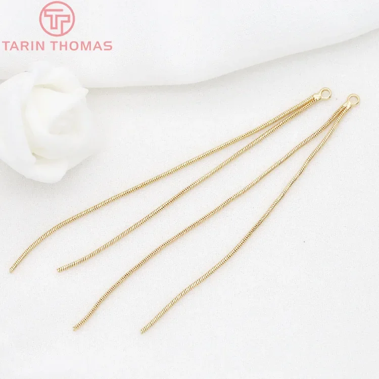 

(2020)6PCS Length 80MM Hole 2MM 24K Gold Color Brass Box Chain Earrings Tassel High Quality Jewelry Making Findings Accessories