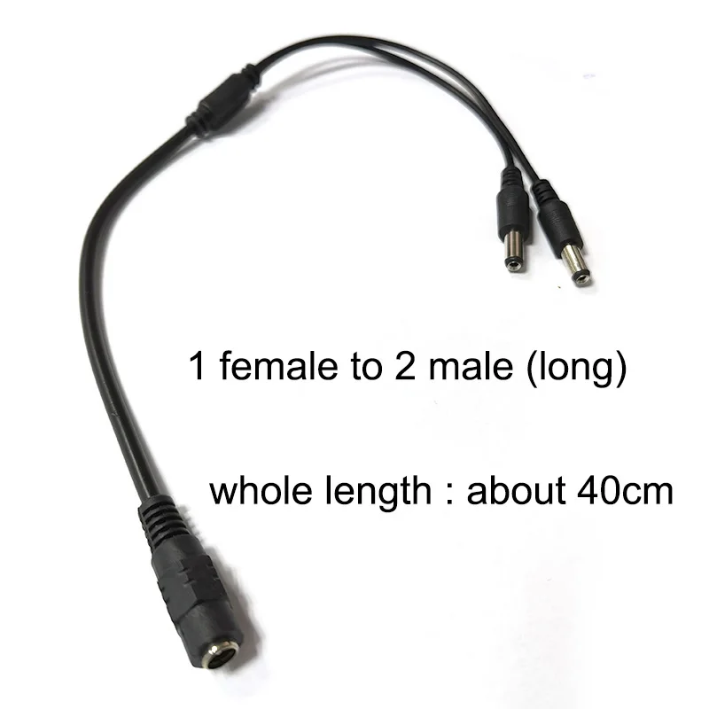 DC 1 male Female to 2 male way Male female cable 5.5x2.1mm Power Splitter connector Plug extension cord for CCTV LED strip light