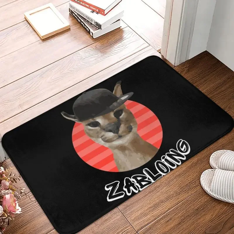 Zabloing Big Floppa Caracal Floor Door Bath Kitchen Mats Anti-Slip Funny Caracal Cat Doormat Living Room Entrance Carpet Rug