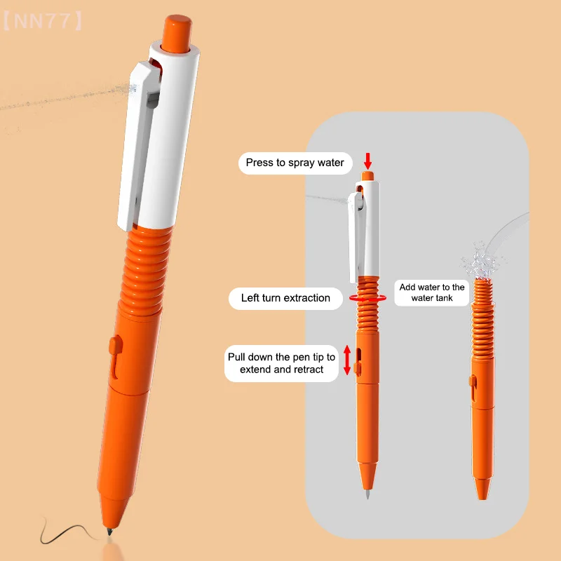 창의적인 볼펜, 노벨티 스푸프 워터 스프레이 기능, 서명 펜, 캠퍼스 장난 워터 스프레이, 필기 펜, 장난감 선물