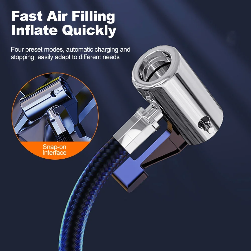 12 فولت سيارة مضخة هواء كهربائية منفاخ لإطارات السيارة ضاغط هواء محمول قابلة للشحن بالطاقة مضخة الإطارات مع 3 فوهات مع مصباح ليد
