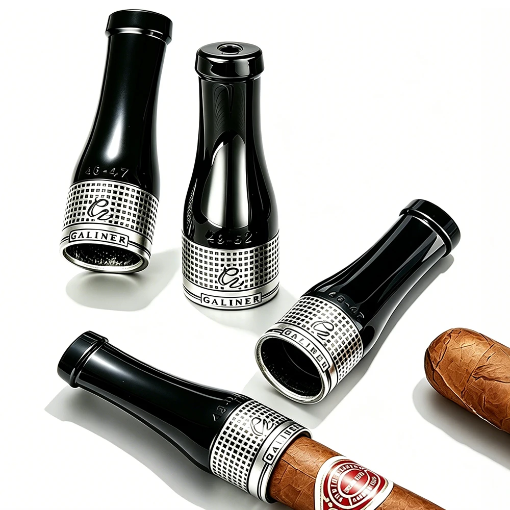 GALINER Cigar Ashtray Holder Mouthpiece 4 Ring Gauge Funny Gift Box package Golden Silver Gray Cigar Accessories