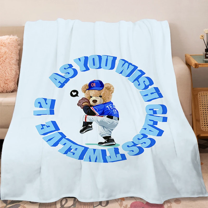 Cartoon Blanket A-Teddy Bears Sofa Winter Fluffy Soft Blankets Microfiber Bedding Blanket Warm Bed Fleece Custom Decorative Nap