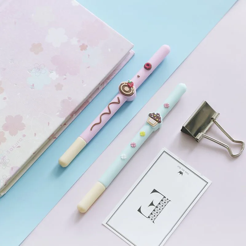 1 Pcs Stationery Cute Biscuit Gel Pen School Office Kawaii Supply Novelty Creative Choclate Sweet cake lovely funny Donuts fruit