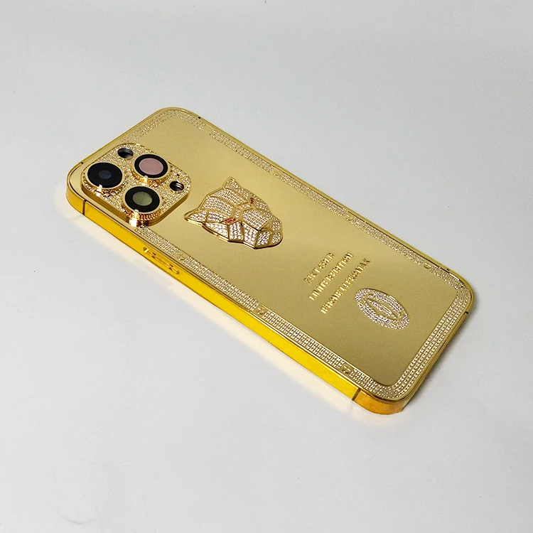 New Real Gold Plated Exquisite Deep Carving Electroplating Mobile Phone Cover Case Frame With Zircon For iphone