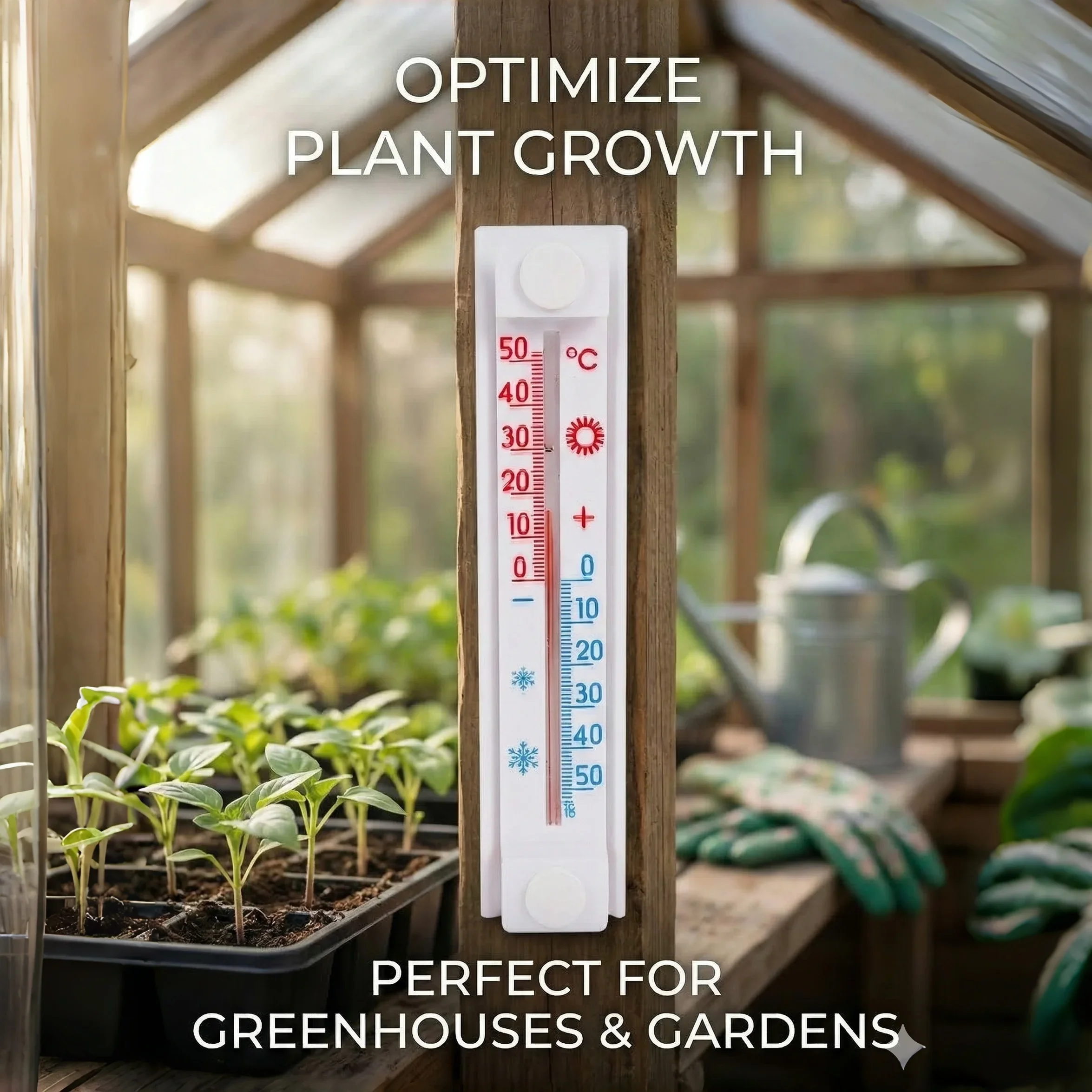 Outdoor Garden Window Thermometer Wall Mounted Indoor Greenhouse -50~50°C Mercury-Free Temperature Monitor
