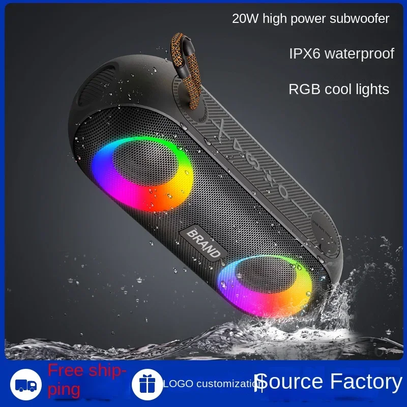 Wireless Bluetooth speaker 20W outdoor portable waterproof speaker heavy subwoofer dazzling light large volume