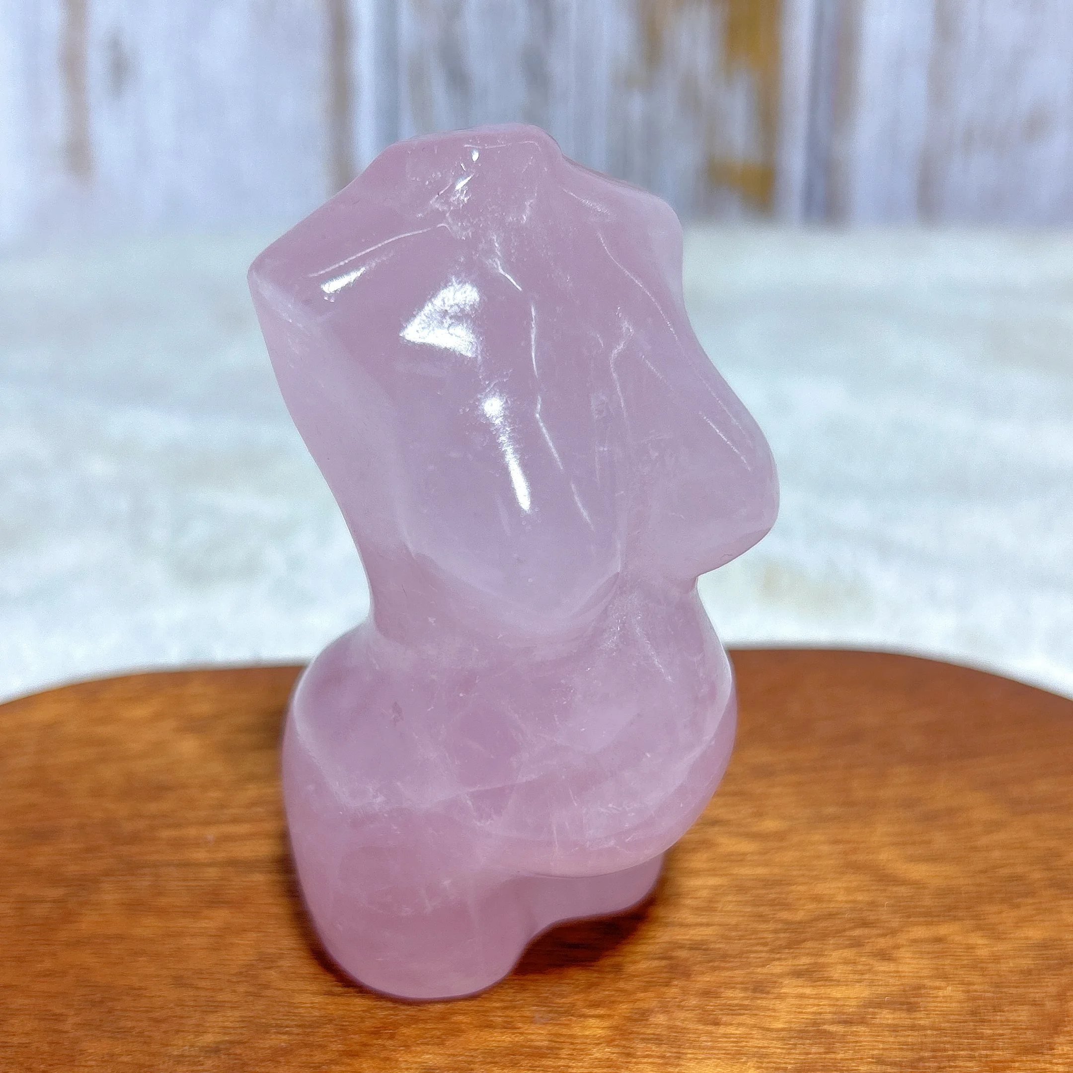 Healing Natural Crystals Rose Quartz Pregnant Goddess Body Carving Statue Gemstones Mineral Energy Reiki Home Decorations Gift