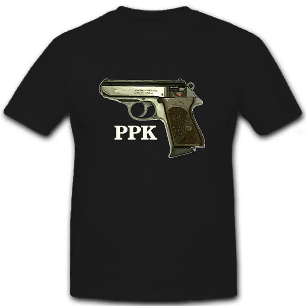 Classic Spy Gun PPK Semi-Automatic Pistol T-Shirt 100% Cotton O-Neck Short Sleeve Summer Casual Mens T-shirt Size S-3XL