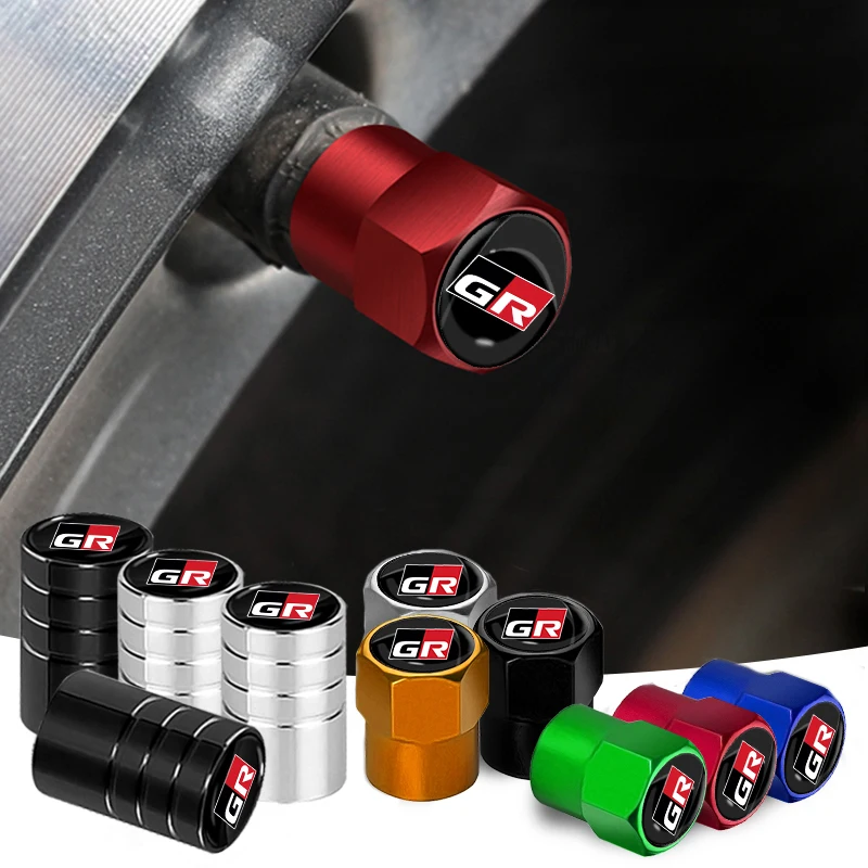 4PCS/Set Car Tire Valve Stem Caps Aluminum Alloy Nipple Wheel Caps For Toyota GR Sport Gazoo Racing Yaris Corolla Hilux Goods