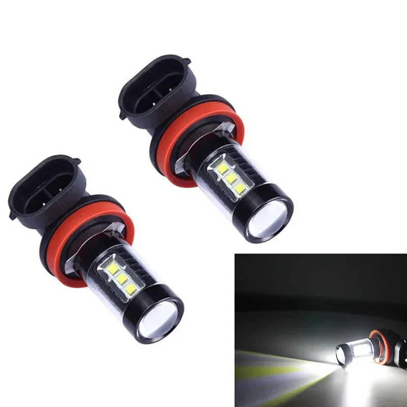 2Pcs H11 16smd Led Fog Lamps Daytime Running Lamp Bulb White Vehicle Running Lamp Automatic LED Light 12V 24V