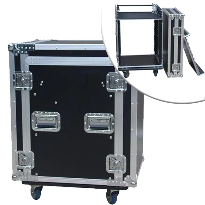 Custom Aluminum Flight case Accessories Professional Three Door Shockproof 2 Side Desk With Mixer Stand Shock Proof Flight case