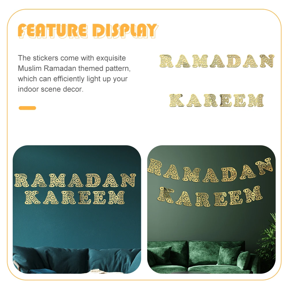 

1Set Acrylic Mirror Wall Sticker Ramadan Design Self-Adhesive Eid Mubarak Wall Decal Indoor Decoration