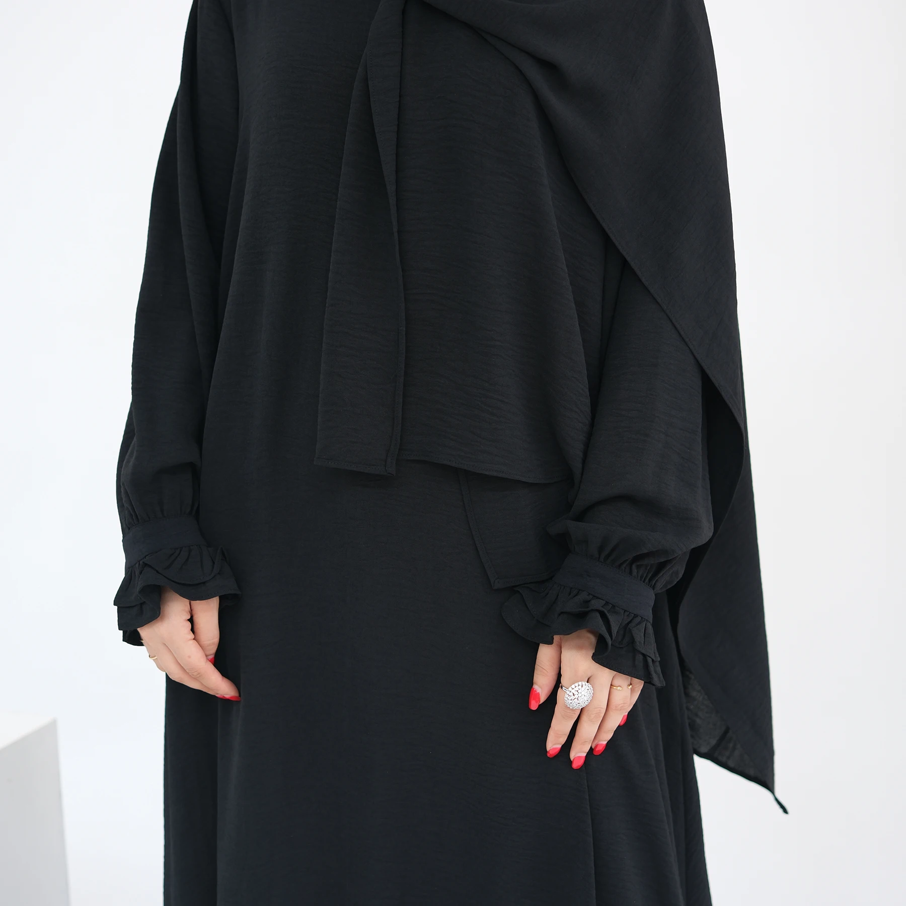 Hijabi Jurken Solide Bescheiden Abaya 2024 Vrouw Dubai Kalkoen Arabische Traditionele Kleding Full Body Jurk Met Hijab Lr709