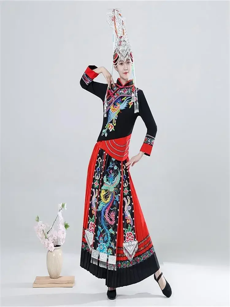 Women's clothing stage performance high-end ethnic large size autumn and winter long embroidery fashion three-piece set