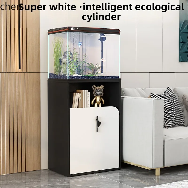 

YG ultra-white glass water-free ecological fish tank living room small aquarium floor goldfish tank landscaping