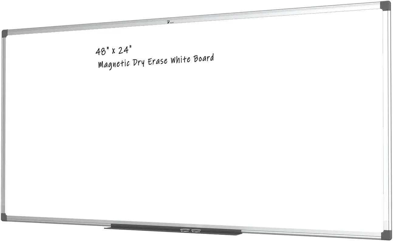 

Магнитная доска для сухого стирания с лотком для ручек, серебряным алюминиевым каркасом, 48x24 дюйма для офиса и домашнего использования