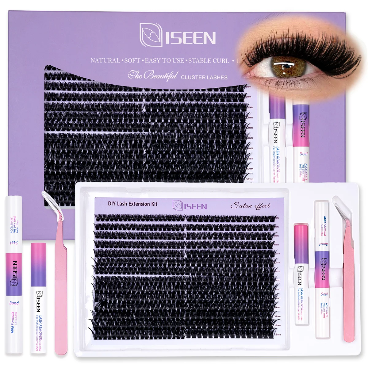 Eyelash Clusters Kit Large Capacity Wispy Lashes