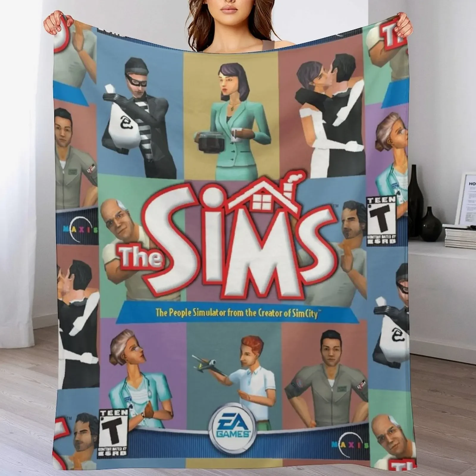 

Sims 1 Box Art Throw Blanket heavy to sleep Blankets Sofas Of Decoration Luxury Throw Nap Blankets