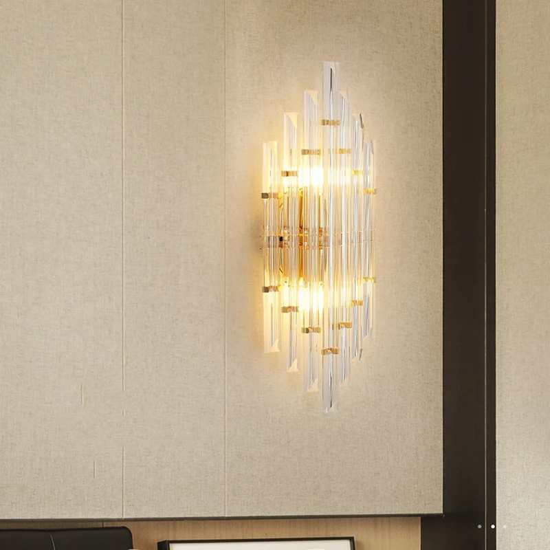 Постмодернистский роскошный хрустальный настенный светильник, светодиодный фон для гостиной, ТВ, спальни, прикроватный проход, лестница, коридор, модные бра, светильники
