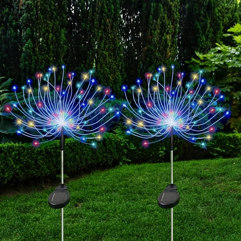 Solar-Powered 60/120/180 LED Firework Light: 8 Modes Color-Changing, Waterproof Garden & Lawn Festive Decoration, Auto On/Off