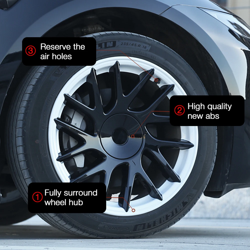4 قطعة غطاء عجلة لطراز تسلا الجديد 3 هايلاند 2025 الأداء 18 بوصة HubCap استبدال السيارات غطاء حافة كاملة الملحقات