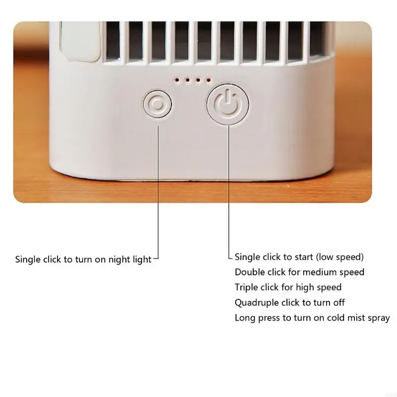USB 전원 공기 냉각기 저소음 3단 휴대용 냉각 팬(야간 조명 포함)