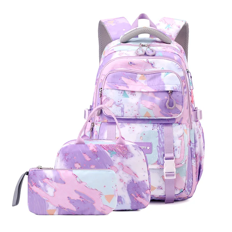 Middle School Student Backpack Children Set School Bags for Girls Kids Schoolbags Waterproof Book Bag With Lunch Bag Pencil case