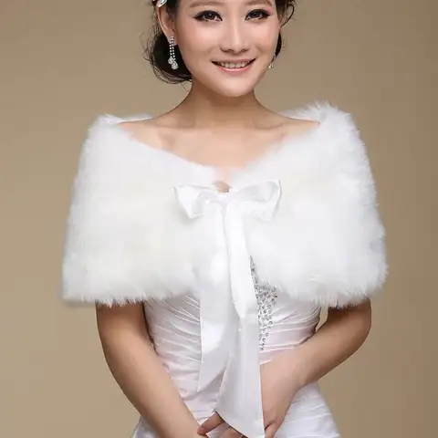 Fur Shawl Wedding Wrap For Formal Dress Cheongsam Married Outerwear Bridal Cape Autumn Winter Jacket Bolero