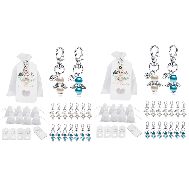 96 Baptism Sets Favor Souvenir Favors Guardian Wedding Angels + Organza Bags + Baptism Gift Pendants