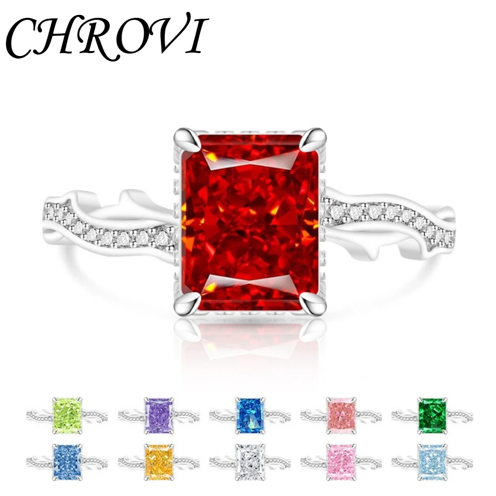 Luxury-Style 925 Sterling Silver Gemstone Ice Flower Pattern Arm Ring in Rectangle Shape Women's High-Carbon Diamond Ring