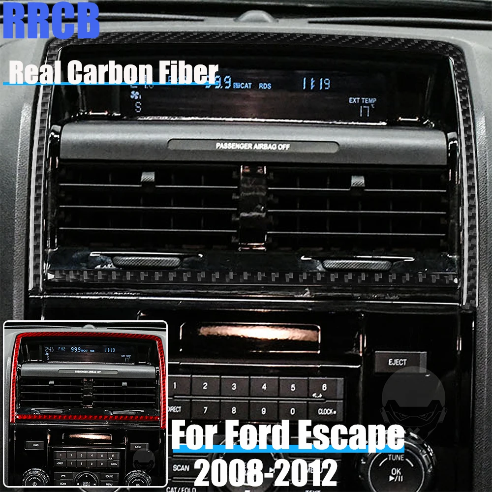 

Настоящее углеродное волокно, автомобильные аксессуары, центральная накладка на вентиляционное отверстие, мягкая наклейка на крышку для Ford Escape 2008-2012, для Mazda Tribute 08-11