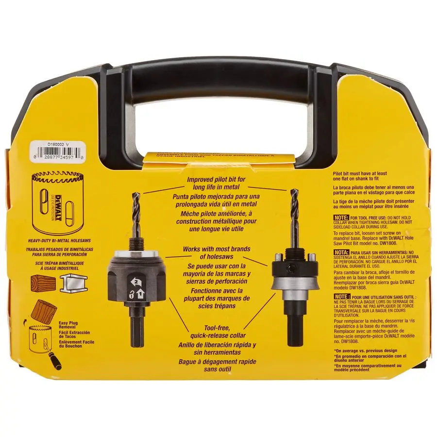

Hole Saw Kit, Standard Electricians Set, BiMetal D180002, Yellow