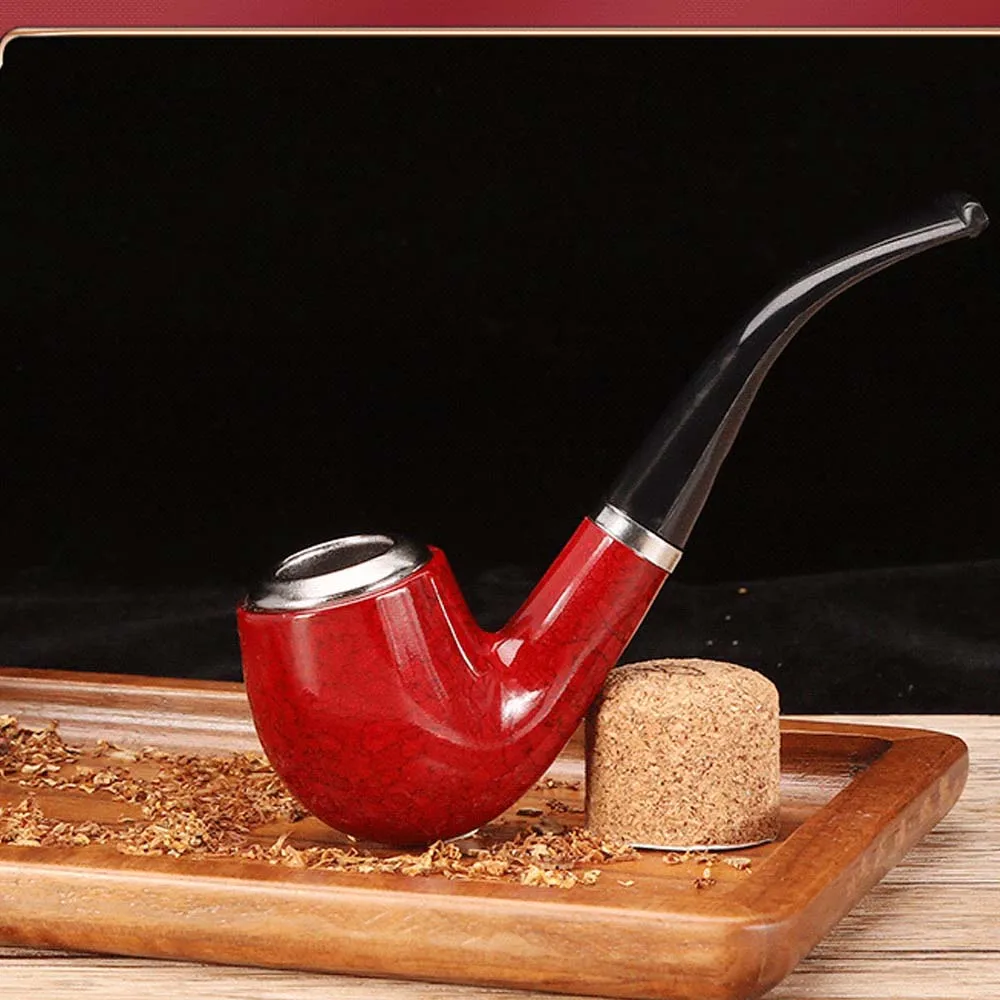 Classic Durable Resin Tobacco Pipe Retro Bending Smoking Chimney Filter Pipe Potable Handheld Cigarette Accessories