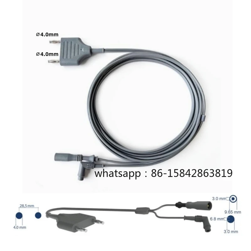 Cabo de Alta Frequência Bipolar ESU Olympus, Cabo Banana 4.0mm Compatível com Bovie, EMC, Lamidey, Erbe VIO, Valleylab, Ethicon