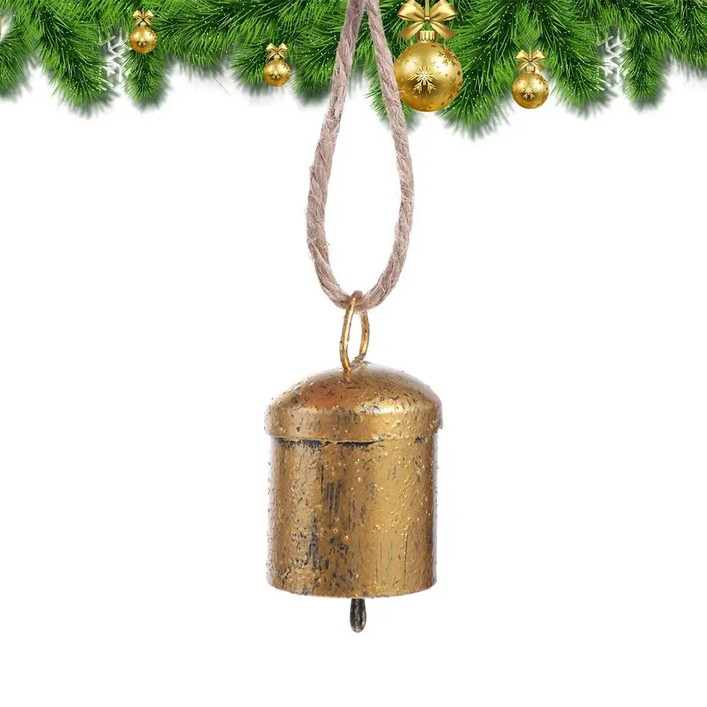 Campanas colgantes de Navidad con sonido claro, Mini carillón de viento grueso, antipérdida, estilo campestre, campana Vintage, decoración de árbol de Navidad, obra de arte