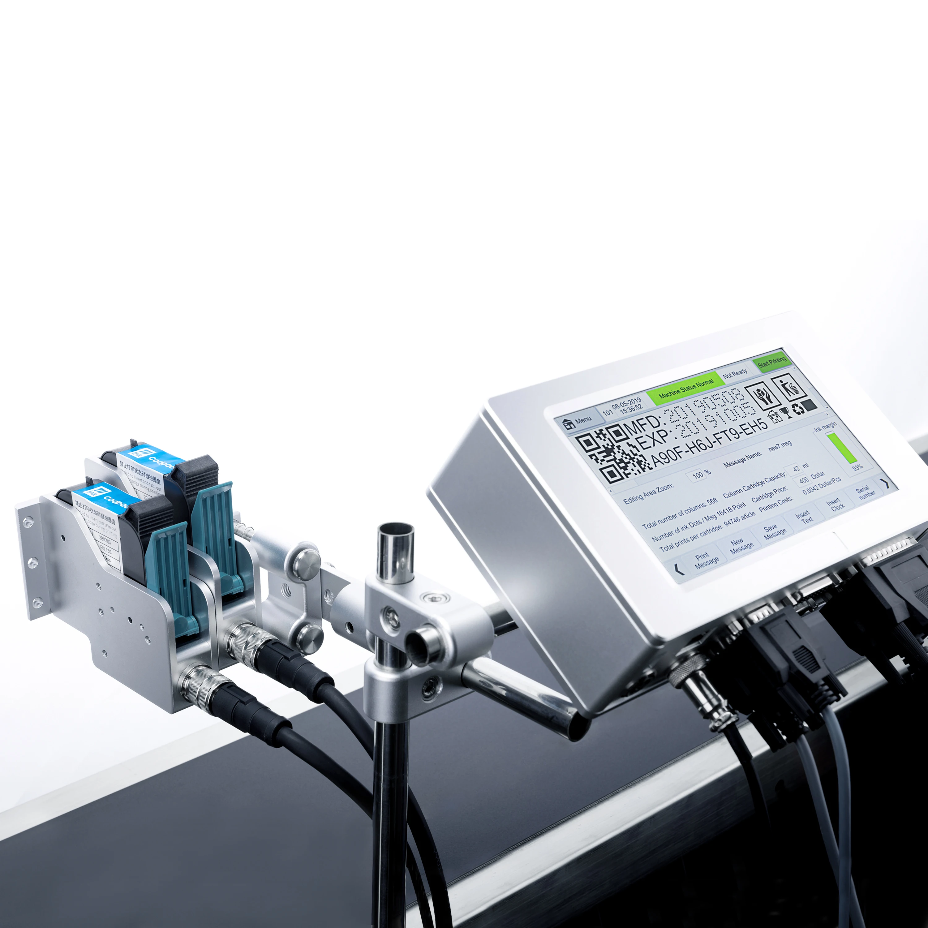 DOCOD T290-2  Online Printer  Thermal Inkjet Coding Printer  TIJ Inkjet Printer  Machine   Double Printheads   Multi Language