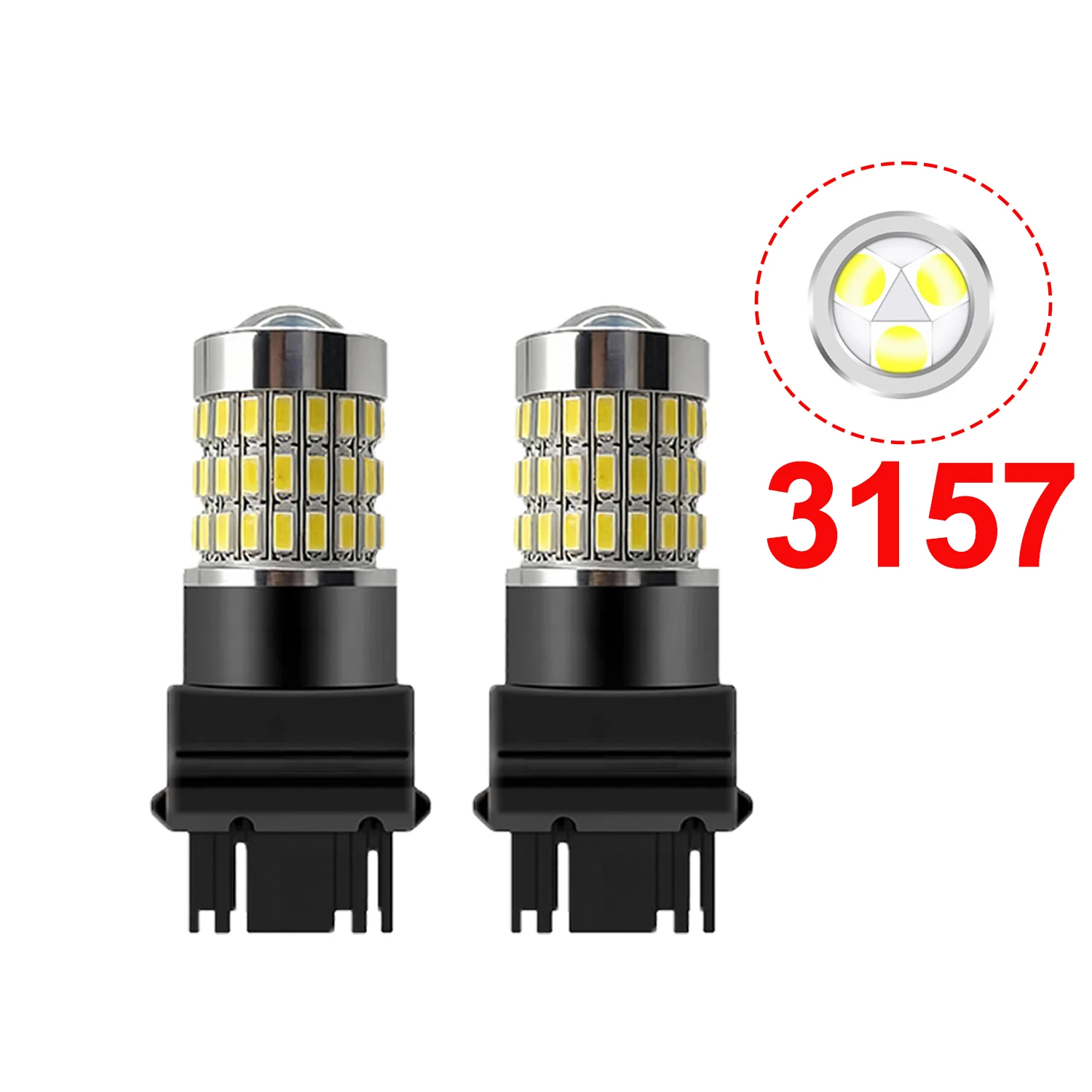 Roadsun 3157 2 Stück LED-Lampen, Blinker, Rückfahr-Park-Backup-Bremsleuchten, 6000 K, Weiß