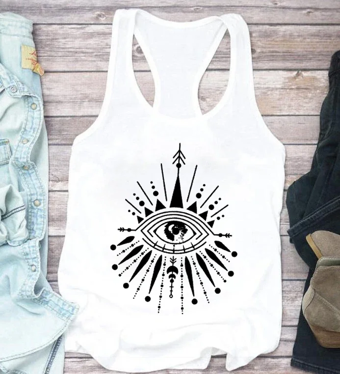 

Womens Eye Cute Tops Womens Tank Top Cartoon Sports Running Womens Clothes Casual Print Tank Top Woman M